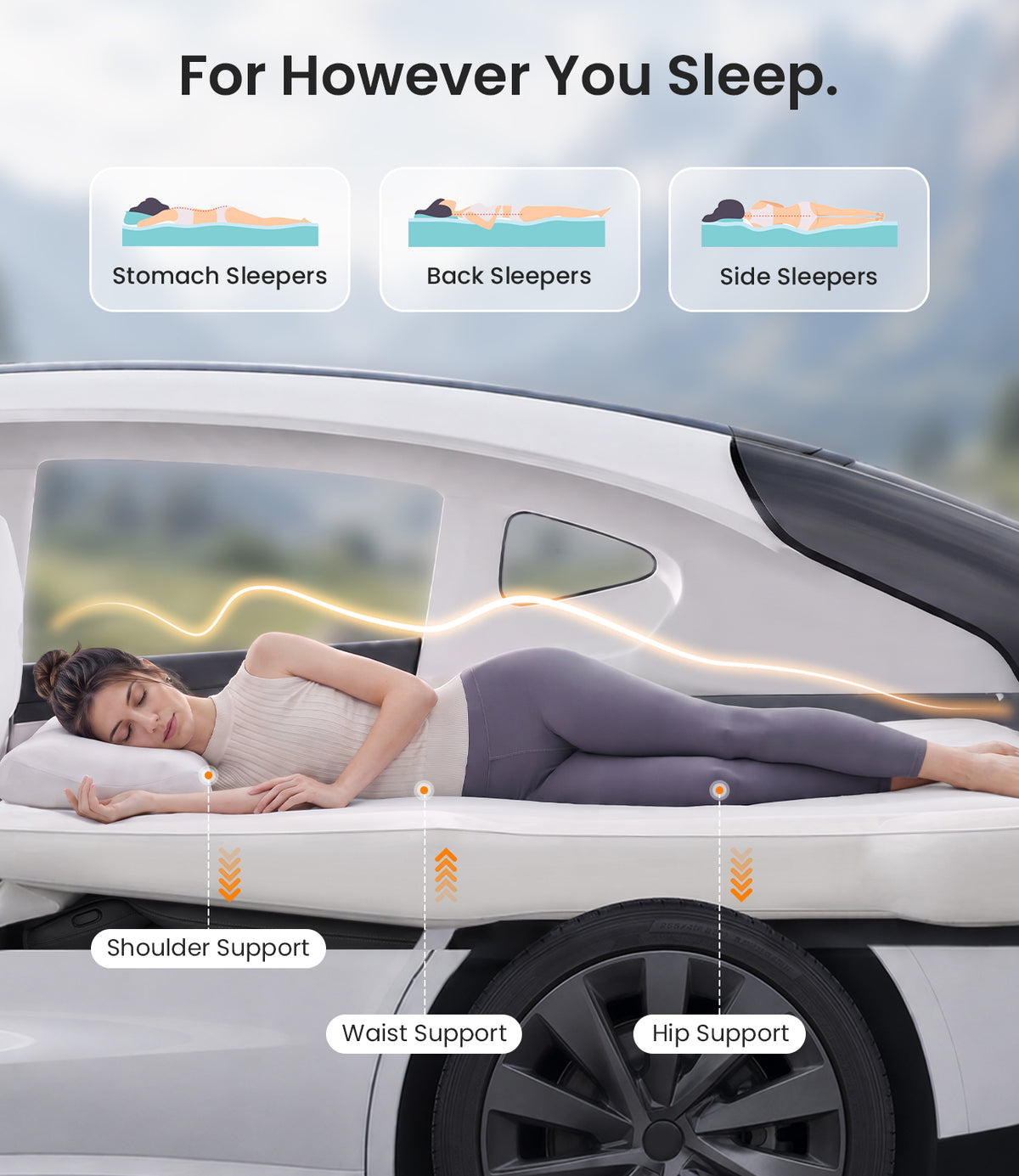 Tesla Model Y air mattress kit with pillows pump carry bag nozzles patches cable and manual